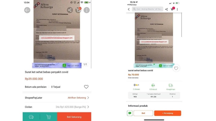 Heboh Surat Sehat COVID-19 Dijual Online, Pihak e-Commerce Bertindak