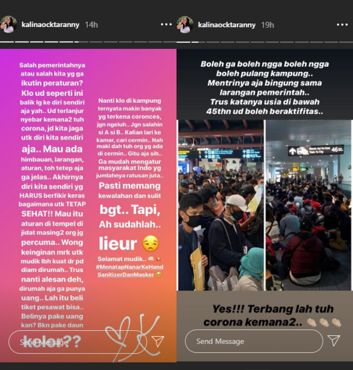 Kalina Oktarani Bingung Lihat Bandara Penuh Kerumunan Sambil Ajak Masyarakat Berkaca Diri