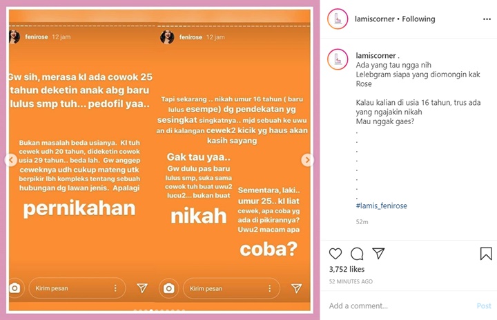 Feni Rose Sindir Selebgram yang Nikahi Gadis 16 Tahun: Pedofil!