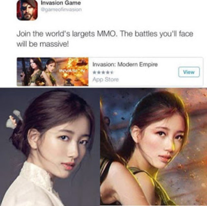 Wajah Suzy jadi  Diplagiat  Kerakter Di Sebuah Game, Netizen lain Tidak Terima