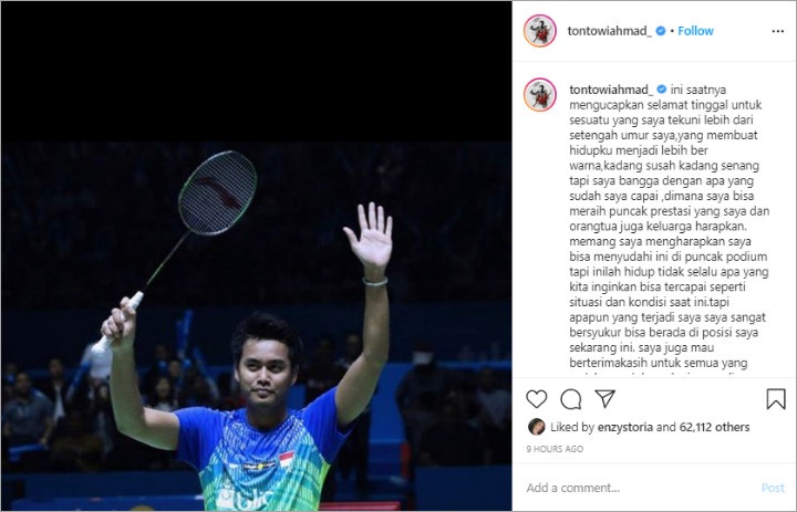 Tantowi Ahmad Resmi Gantung Raket, Tagar #TerimaKasihOwi Jadi Trending Twitter