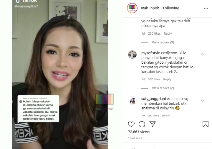 Maya Septha Ungkap Biaya Sekolah Anak Capai Puluhan Juta, Dapat Diskon Karena Wabah Corona