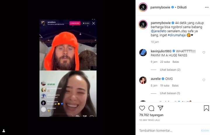 Pamela bowie dan Jared Leto Live IG Bareng