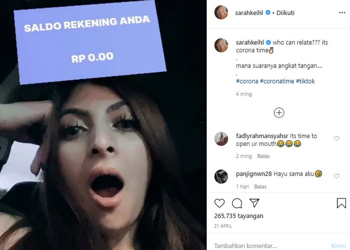 Isi Saldo Rekening Sarah keihl Terbongkar