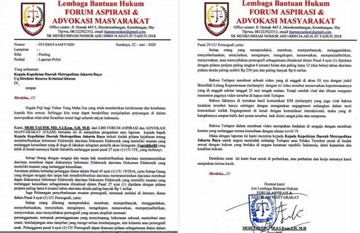 Sarah Keihl Bakal Dilaporkan