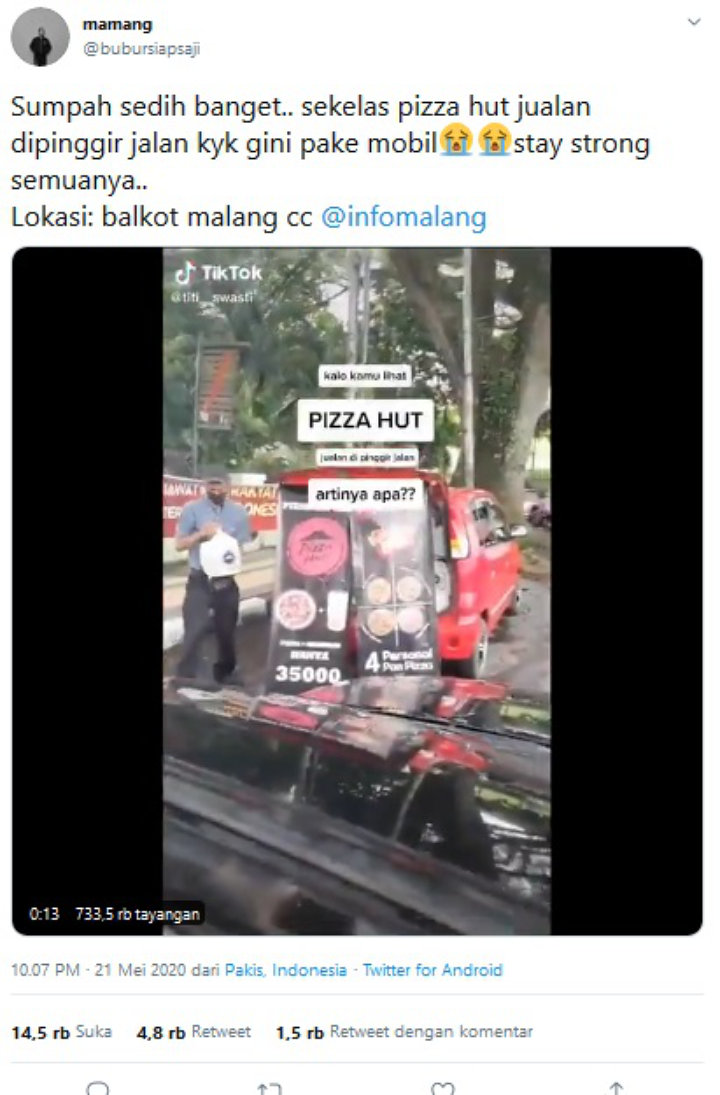 Viral Pizza Hut Jualan di Pinggir Jalan Tuai Simpati 