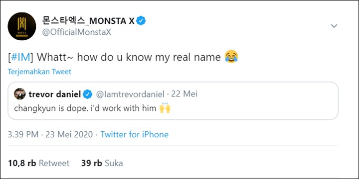 I.M Monsta X Bikin Heboh Tanggapi Ajakan Kolaborasi Trevor Daniel