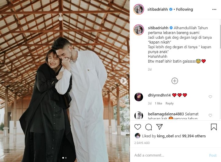 Rayakan Lebaran Pertama Bareng Suami, Siti Badriah Mengaku Deg-Degan Karena Ini