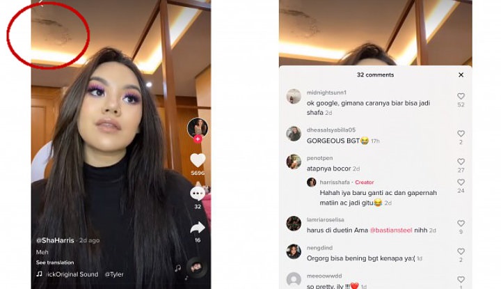Shafa Harris Pamer Video TikTok Baru, Atap Kamar Bocor Jadi Sorotan