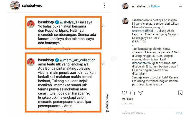 Ahok vs Veronica Tan
