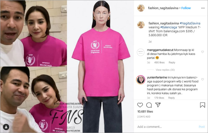 Disebut Mirip Baju Partai, Harga Kaos Oblong Nagita Slavina Bikin Melongo