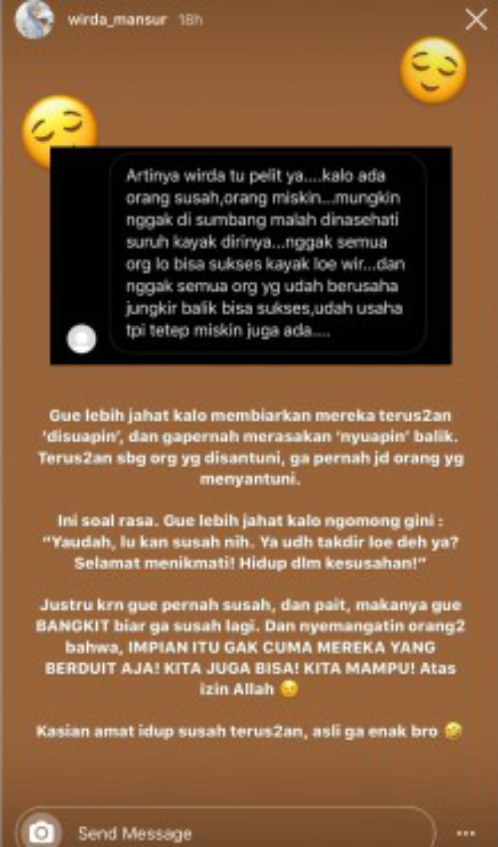 Dibilang Pelit Karena Jarang Kasih Giveaway, Wirda Mansur Beri Jawaban Menohok