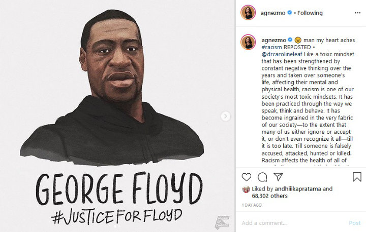 Kematian George Floyd Jadi Sorotan Dunia, Hati Agnez Mo Ikut Terluka