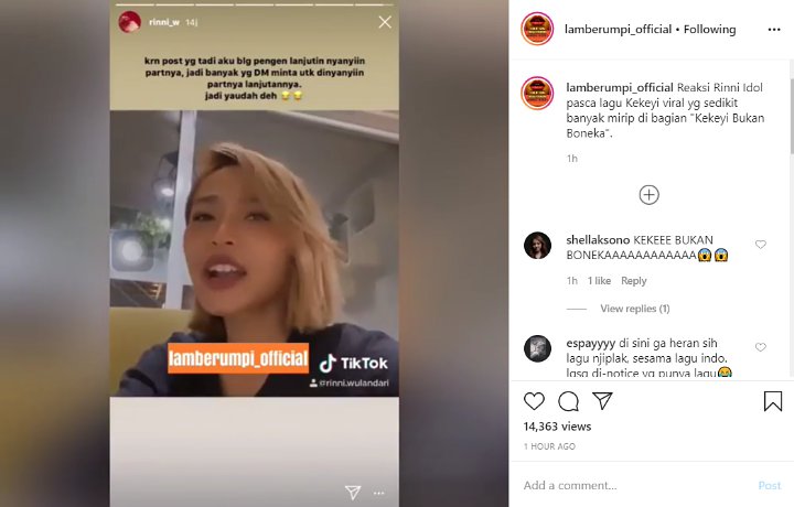 Reaksi Rini Idol Usai Rahmawati Kekeyi Rilis Lagu \'Keke Bukan Boneka\'