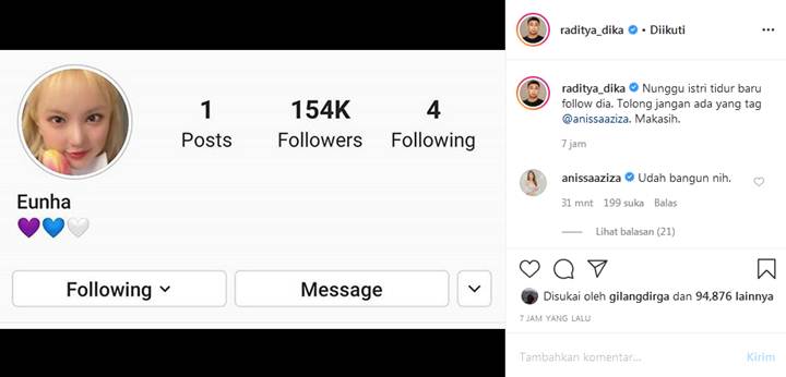 Raditya Dika \'Main Belakang\' dari Istri, Follow Idol Girlband Korea ini