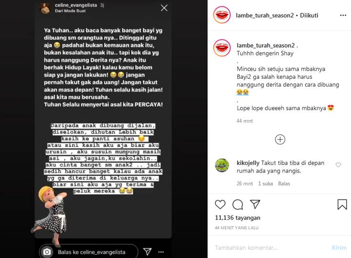 Celine Evangelista Bersedia Merawat Bayi yang Dibuang Ortunya