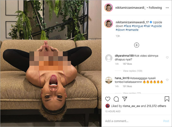 Nikita Mirzani Pose Jungkir Balik Sambil Melet, \'Tombol\' Kelihatan Picu Perdebatan