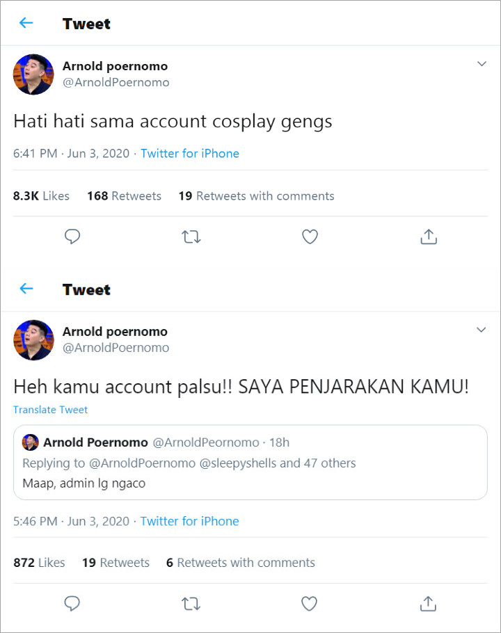Chef Arnold Ancam Penjarakan Akun yang Tiru Dirinya di Twitter