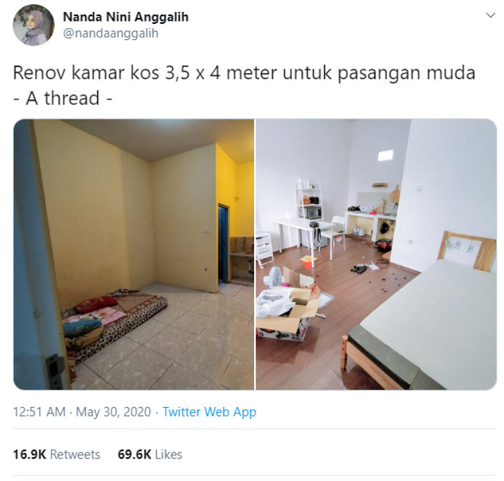 Serba Putih, Begini Penampakan Viral Kamar Kos yang Sukses Disulap Mirip Apartemen