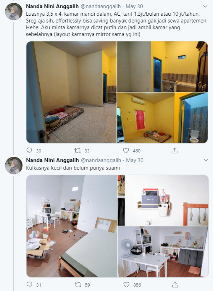  Serba Putih, Begini Penampakan Viral Kamar Kos yang Sukses Disulap Mirip Apartemen