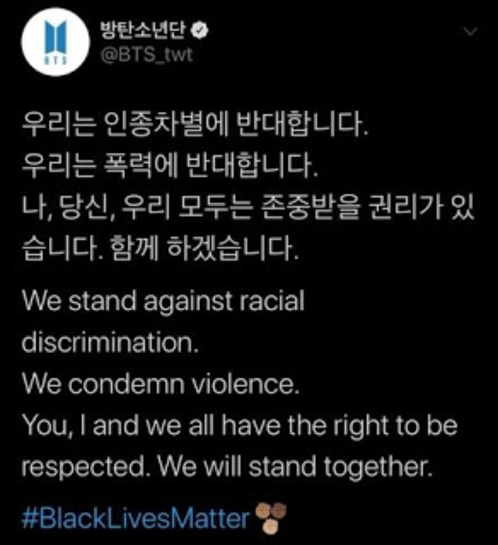 BTS Tolak Rasisme dan Tunjukkan Dukungan untuk Ras Kulit Hitam