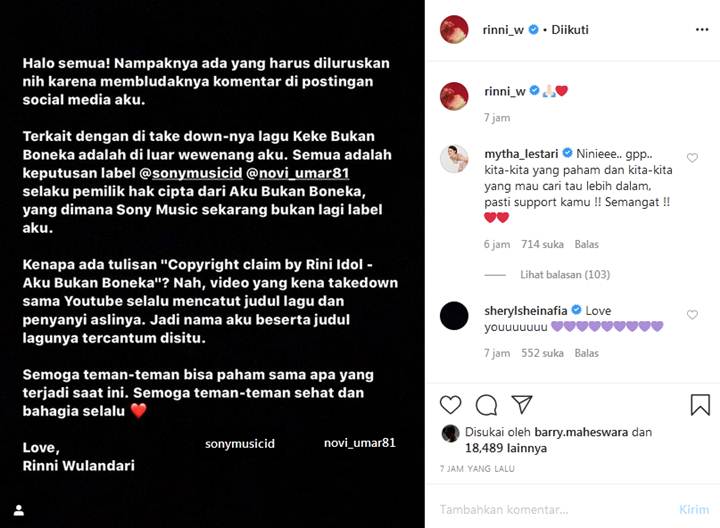 Rini Idol Tegaskan Tak Ikut Campur Masalah Hak Cipta