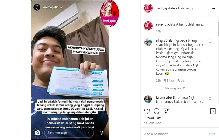 Jerome Polin Terima Bantuan Pemerintah Jepang