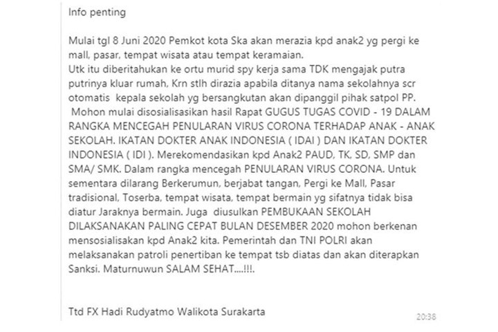 Beredar Kabar Razia Anak-anak yang Pergi ke Mal Saat Pandemi di Solo, Ini Faktanya