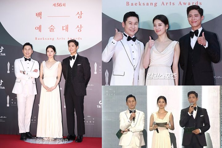 Baeksang Arts Awards 2020: Suzy Secantik Dewi Diapit Shin Dong Yup dan Park Bo Gum di Red Carpet