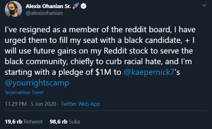 Efek Kematian George Floyd, Pendiri Reddit Mundur Minta Digantikan Warga Kulit Hitam