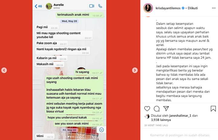 Krisdayanti Beber Bukti Selalu Balas WA Aurel Hermansyah, Anggap Wajar Sikap Sang Suami