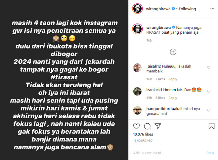 Wirang Birawa Beber Firasat Pilpres 2024, Singgung Gubernur \'Pencitraan\' Gagal Jadi Presiden