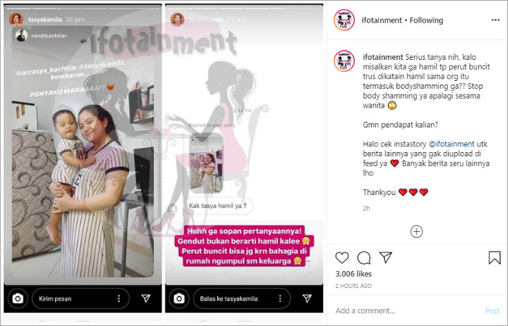 Tasya Kamila Kesal Saat Perut Buncitnya Dikira Netizen Hamil Lagi