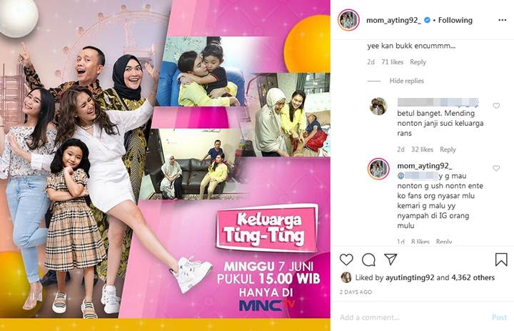 Ibu Ayu Ting Ting Ngegas Saat Program \'Keluarga Ting Ting\' Dibandingkan dengan \'Janji Suci\'