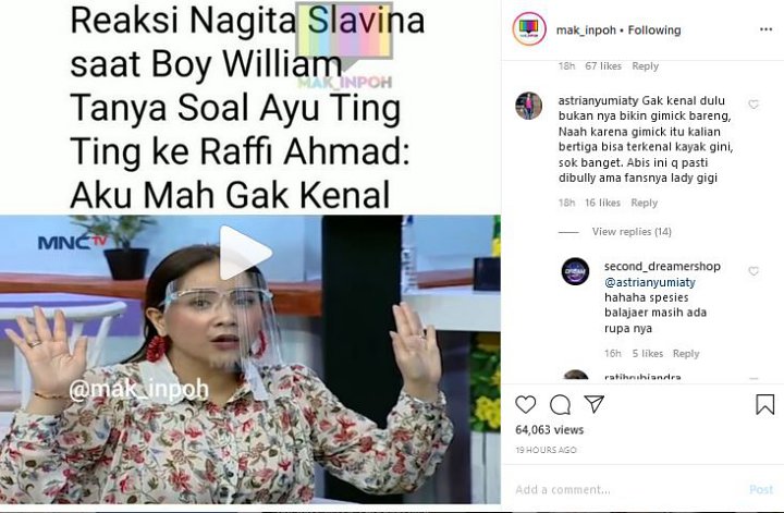 Reaksi Netter Soal Nagita