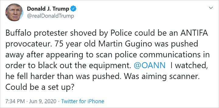 Polisi AS Dorong Lansia Sampai Tersungkur, Donald Trump Enteng Duga Cuma Sandiwara