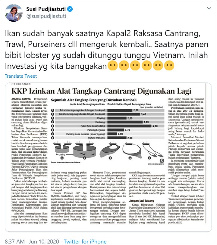 Edhy Prabowo Izinkan Kembali Penggunaan Cantrang, Susi Pudjiastuti Beri Sindiran Pedas