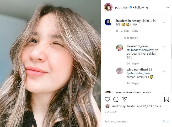 Pamer Foto Usai Keramas, Putri Titian Dibilang Mirip Bunga Citra Lestari