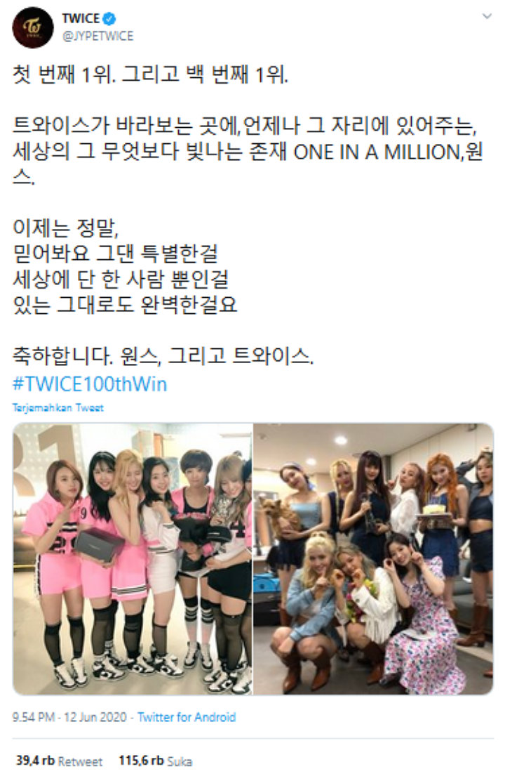 TWICE Raih Trofi Kemenangan ke-100 di Acara Musik, Tuai Komentar Julid