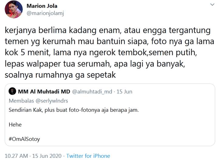 Diejek Lamban Ngecat Rumah, Marion Jola Semprot Netizen