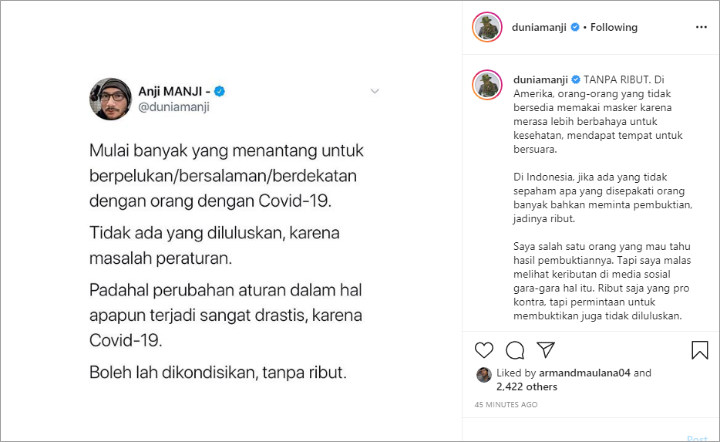 Anji Dukung Jerinx SID?