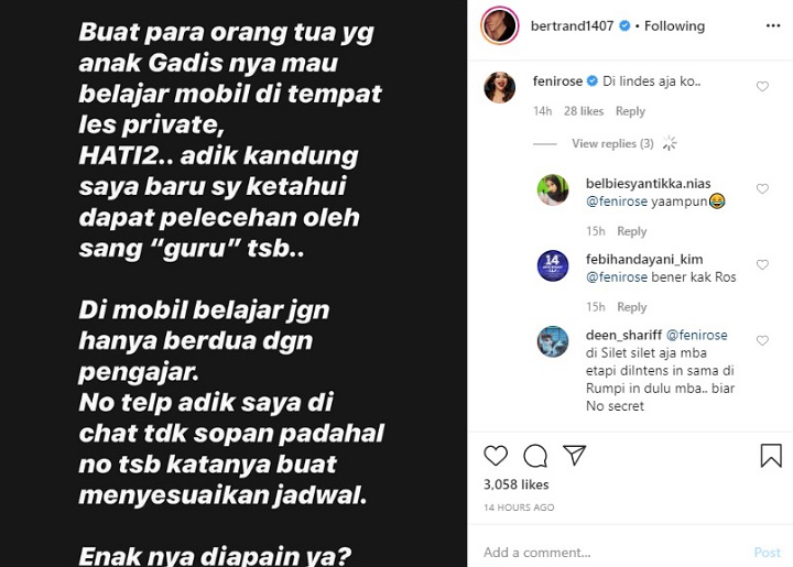 Bertrand Antolin Murka Adik kandungnya Dilecehkan, Reaksi Feni Rose Bikin Ngeri