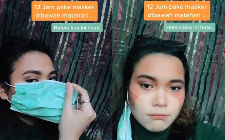 Dinda Safay Tunjukkan Dampak Pemakaian Masker di Bawah Terik Matahari Ramai Disebut Hoax