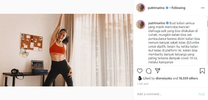 Jadi Instruktur Zumba, Penampakan Perut Rata Berotot Putri Marino Bikin Salah Fokus