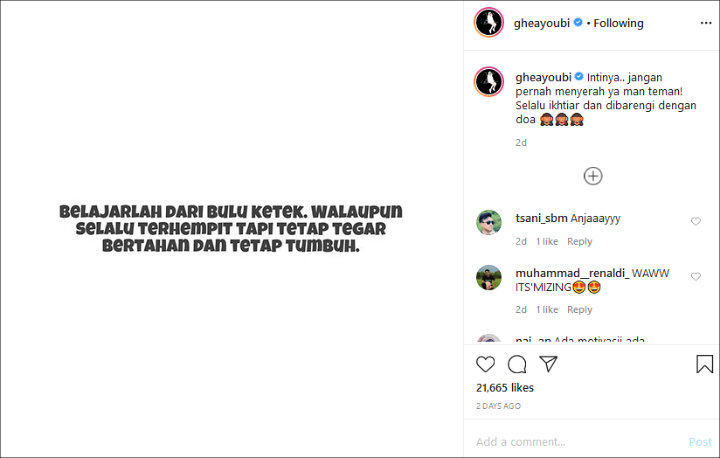 Ghea Youbi Ajak Ambil Pelajaran Hidup dari \'Bulu Ketek\'