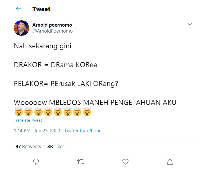 Chef Arnold Bikin Heboh Karena Tak Tahu Singkatan Drakor, Banjir Komentar Kocak Netizen