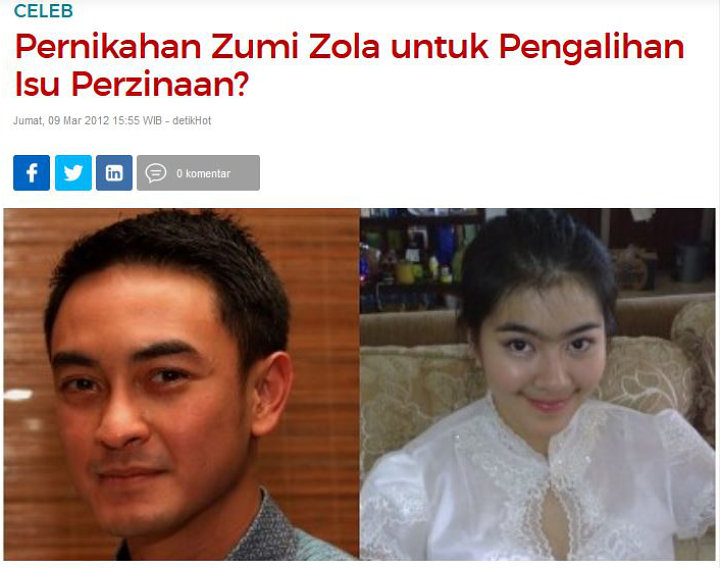 Artikel Soal Motif Pernikahan Zumi Zola