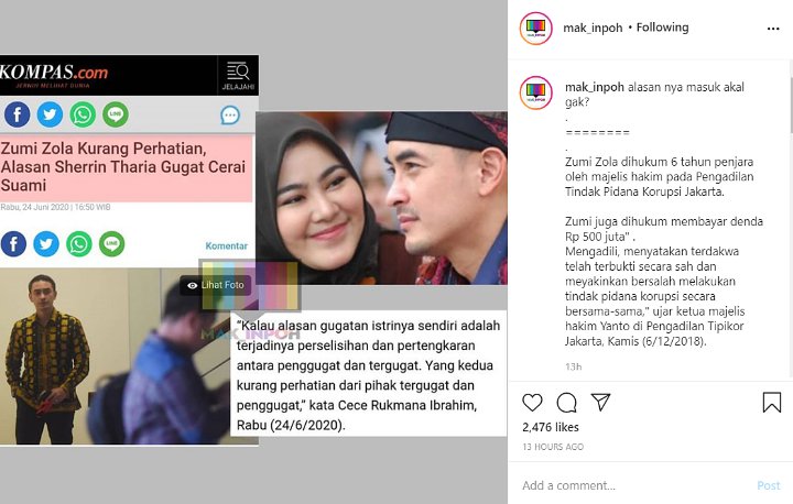 Reaksi Netter Atas Perceraian Zumi Zola