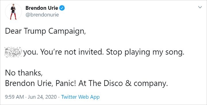 Brendon Urie ngamuk Trump pakai lagu Panic at the Disco
