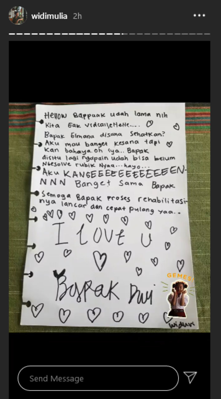 Widuri Putri Widi Mulia Tulis Surat untuk Dwi Sasono, Isinya Bikin Mewek